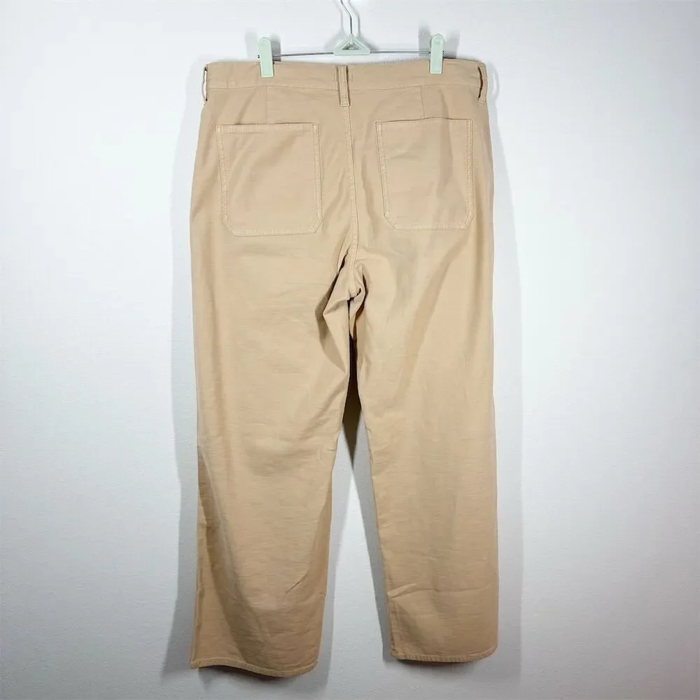 J. Crew Women's Camp Pocket Wide Leg Pant‎ Size 31 Khaki Tan Stretch Cotton NWT